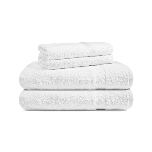 Signature Square by Grand Royal Bath Towel, Blended Dobby Woven Border, 30x52, 15.4 lbs/dz, White